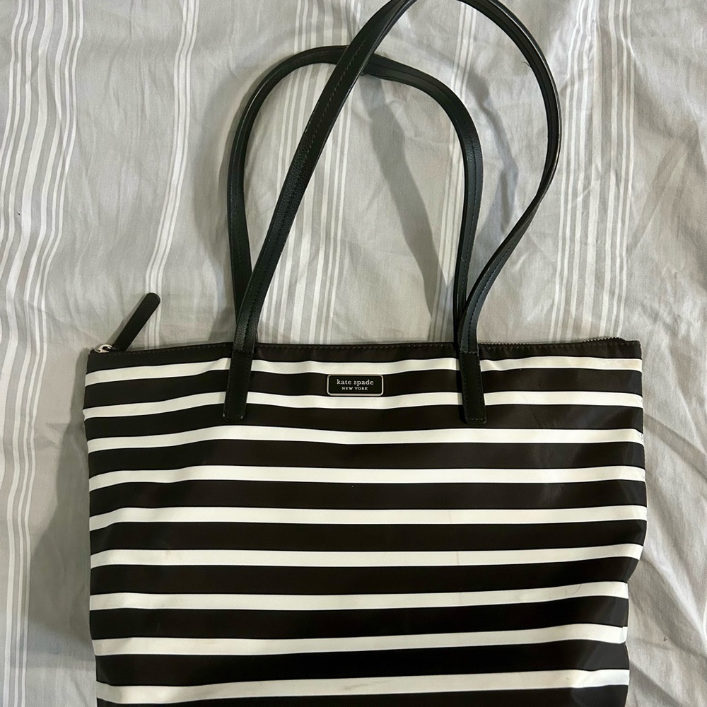 Kate Spade Black and White Striped Shoulder Bag